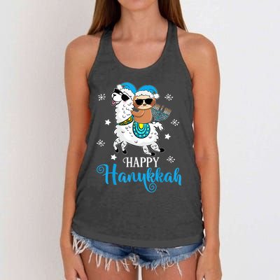 Hanukkah Llamakah Llama Sloth Happy Hanukkah Chanukah Women's Knotted Racerback Tank