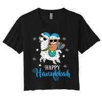 Hanukkah Llamakah Llama Sloth Happy Hanukkah Chanukah Women's Crop Top Tee