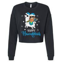 Hanukkah Llamakah Llama Sloth Happy Hanukkah Chanukah Cropped Pullover Crew