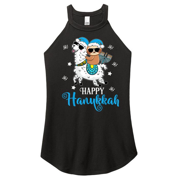 Hanukkah Llamakah Llama Sloth Happy Hanukkah Chanukah Women's Perfect Tri Rocker Tank