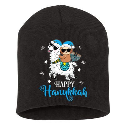 Hanukkah Llamakah Llama Sloth Happy Hanukkah Chanukah Short Acrylic Beanie