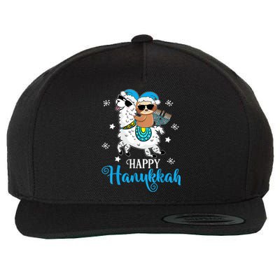 Hanukkah Llamakah Llama Sloth Happy Hanukkah Chanukah Wool Snapback Cap