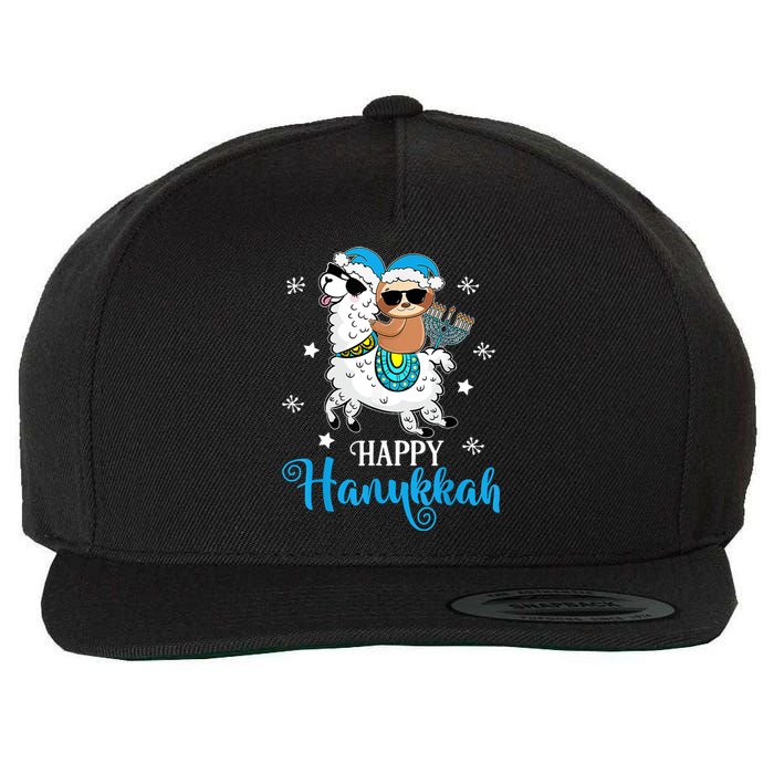 Hanukkah Llamakah Llama Sloth Happy Hanukkah Chanukah Wool Snapback Cap