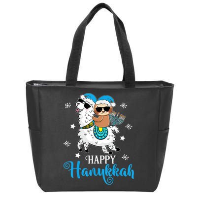 Hanukkah Llamakah Llama Sloth Happy Hanukkah Chanukah Zip Tote Bag