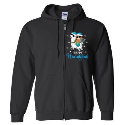 Hanukkah Llamakah Llama Sloth Happy Hanukkah Chanukah Full Zip Hoodie