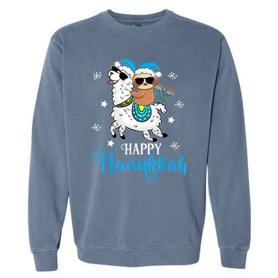 Hanukkah Llamakah Llama Sloth Happy Hanukkah Chanukah Garment-Dyed Sweatshirt