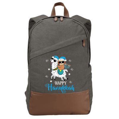 Hanukkah Llamakah Llama Sloth Happy Hanukkah Chanukah Cotton Canvas Backpack