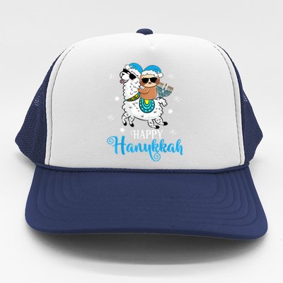 Hanukkah Llamakah Llama Sloth Happy Hanukkah Chanukah Trucker Hat