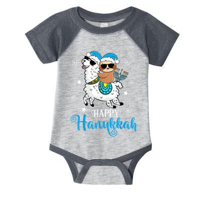 Hanukkah Llamakah Llama Sloth Happy Hanukkah Chanukah Infant Baby Jersey Bodysuit