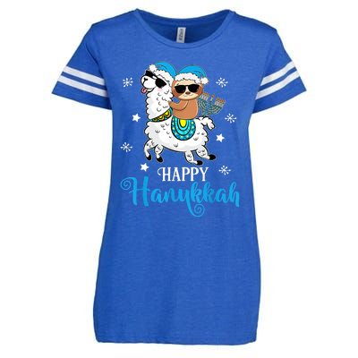 Hanukkah Llamakah Llama Sloth Happy Hanukkah Chanukah Enza Ladies Jersey Football T-Shirt