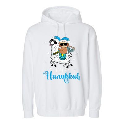 Hanukkah Llamakah Llama Sloth Happy Hanukkah Chanukah Garment-Dyed Fleece Hoodie