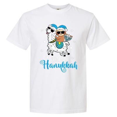 Hanukkah Llamakah Llama Sloth Happy Hanukkah Chanukah Garment-Dyed Heavyweight T-Shirt