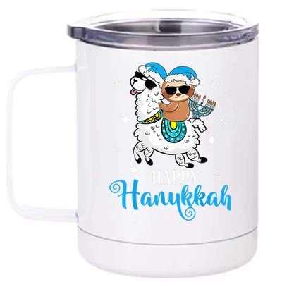 Hanukkah Llamakah Llama Sloth Happy Hanukkah Chanukah 12 oz Stainless Steel Tumbler Cup