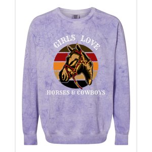 Horse Lovers  Love Horses And Cow Western Lover Gift Colorblast Crewneck Sweatshirt