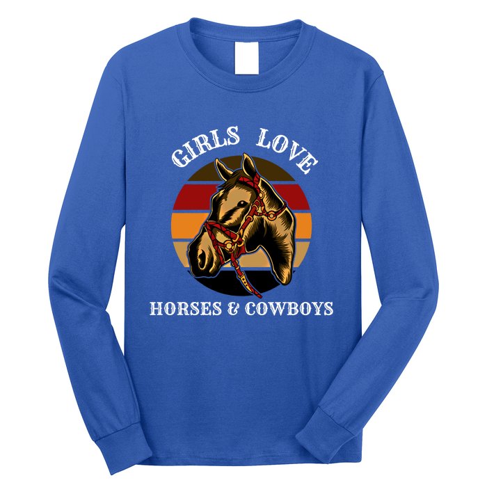 Horse Lovers  Love Horses And Cow Western Lover Gift Long Sleeve Shirt