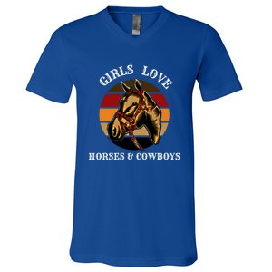 Horse Lovers  Love Horses And Cow Western Lover Gift V-Neck T-Shirt