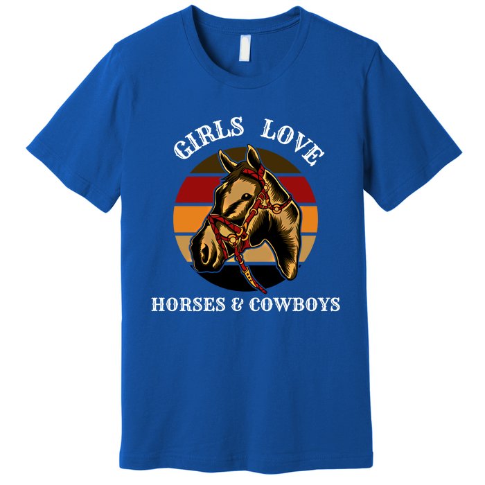 Horse Lovers  Love Horses And Cow Western Lover Gift Premium T-Shirt