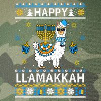 Happy Llamakkah Llama Alpaca Hanukkah Ugly Sweater Chanukah  Legacy Tie Dye Trucker Hat
