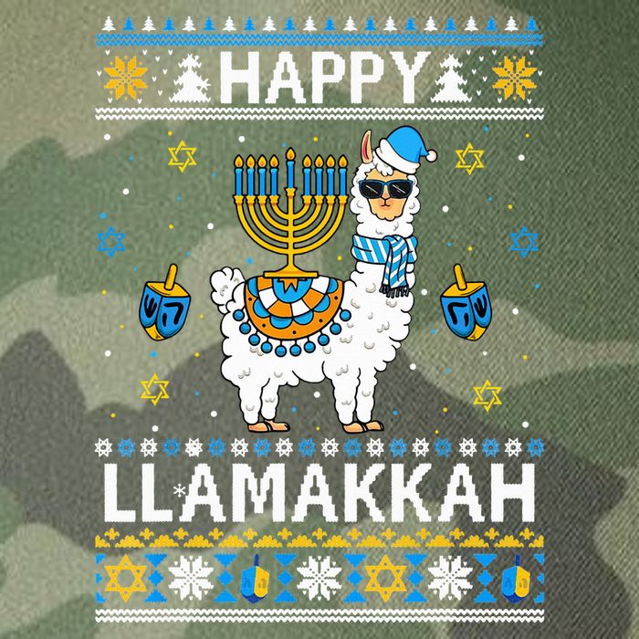 Happy Llamakkah Llama Alpaca Hanukkah Ugly Sweater Chanukah  Legacy Tie Dye Trucker Hat