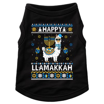 Happy Llamakkah Llama Alpaca Hanukkah Ugly Sweater Chanukah  Doggie Tank