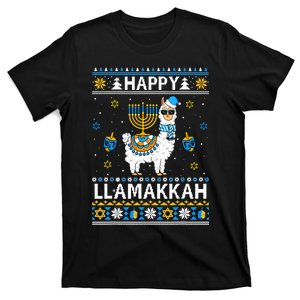 Happy Llamakkah Llama Alpaca Hanukkah Ugly Sweater Chanukah  T-Shirt