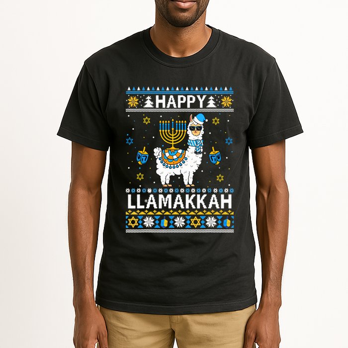 Happy Llamakkah Llama Alpaca Hanukkah Ugly Sweater Chanukah  Tall T-Shirt