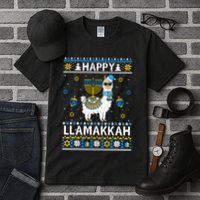 Happy Llamakkah Llama Alpaca Hanukkah Ugly Sweater Chanukah  Tall T-Shirt