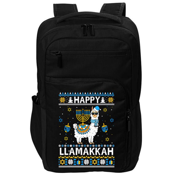 Happy Llamakkah Llama Alpaca Hanukkah Ugly Sweater Chanukah  Impact Tech Backpack