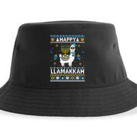 Happy Llamakkah Llama Alpaca Hanukkah Ugly Sweater Chanukah  Sustainable Bucket Hat