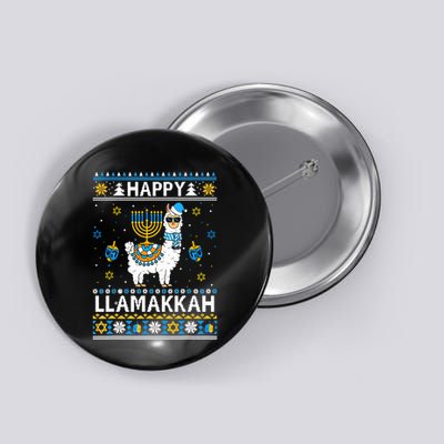 Happy Llamakkah Llama Alpaca Hanukkah Ugly Sweater Chanukah  Button