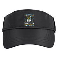 Happy Llamakkah Llama Alpaca Hanukkah Ugly Sweater Chanukah  Adult Drive Performance Visor