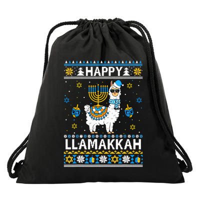 Happy Llamakkah Llama Alpaca Hanukkah Ugly Sweater Chanukah  Drawstring Bag