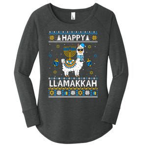 Happy Llamakkah Llama Alpaca Hanukkah Ugly Sweater Chanukah  Women's Perfect Tri Tunic Long Sleeve Shirt