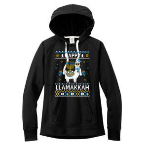 Happy Llamakkah Llama Alpaca Hanukkah Ugly Sweater Chanukah  Women's Fleece Hoodie