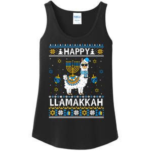 Happy Llamakkah Llama Alpaca Hanukkah Ugly Sweater Chanukah  Ladies Essential Tank