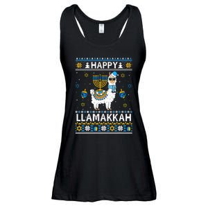 Happy Llamakkah Llama Alpaca Hanukkah Ugly Sweater Chanukah  Ladies Essential Flowy Tank