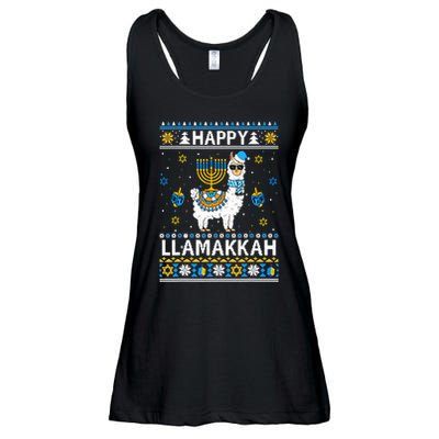 Happy Llamakkah Llama Alpaca Hanukkah Ugly Sweater Chanukah  Ladies Essential Flowy Tank