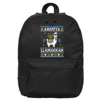 Happy Llamakkah Llama Alpaca Hanukkah Ugly Sweater Chanukah  16 in Basic Backpack