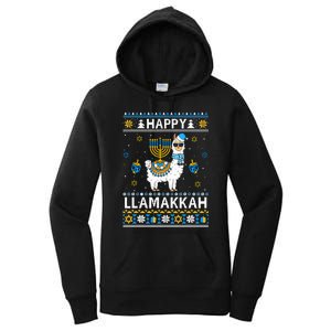 Happy Llamakkah Llama Alpaca Hanukkah Ugly Sweater Chanukah  Women's Pullover Hoodie