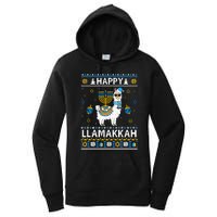 Happy Llamakkah Llama Alpaca Hanukkah Ugly Sweater Chanukah  Women's Pullover Hoodie