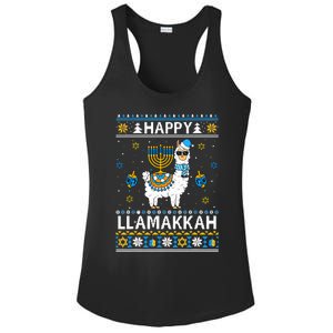 Happy Llamakkah Llama Alpaca Hanukkah Ugly Sweater Chanukah  Ladies PosiCharge Competitor Racerback Tank