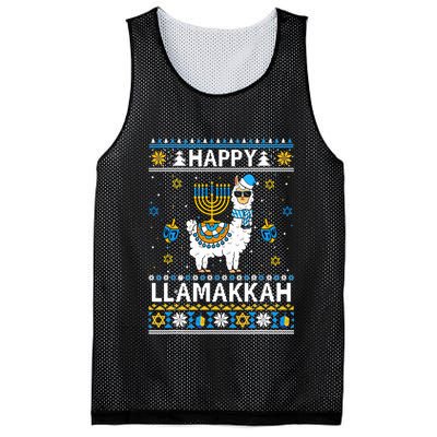 Happy Llamakkah Llama Alpaca Hanukkah Ugly Sweater Chanukah  Mesh Reversible Basketball Jersey Tank