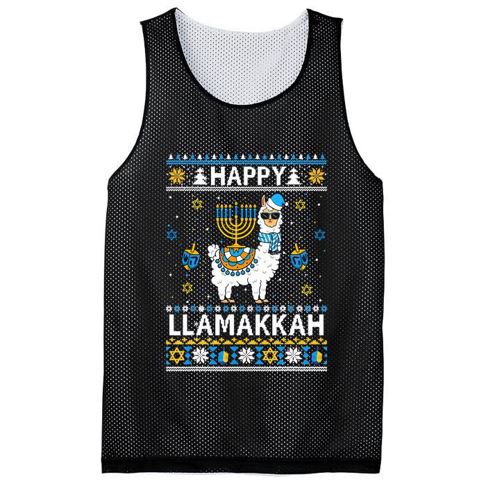 Happy Llamakkah Llama Alpaca Hanukkah Ugly Sweater Chanukah  Mesh Reversible Basketball Jersey Tank