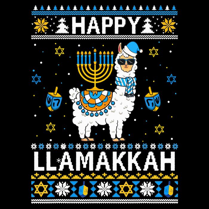 Happy Llamakkah Llama Alpaca Hanukkah Ugly Sweater Chanukah  Cooling Performance Long Sleeve Crew