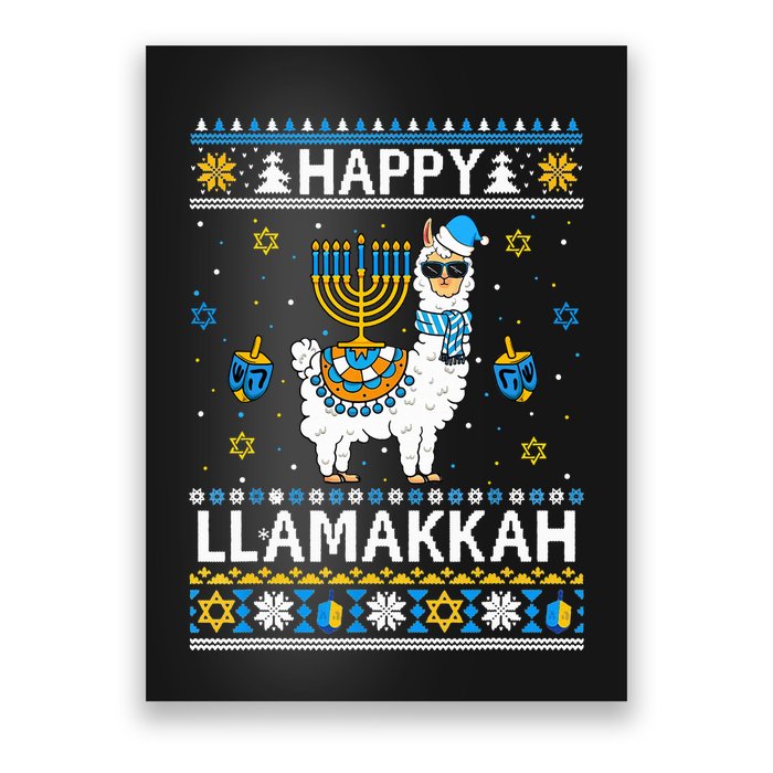 Happy Llamakkah Llama Alpaca Hanukkah Ugly Sweater Chanukah  Poster