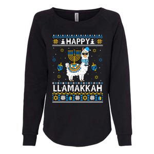 Happy Llamakkah Llama Alpaca Hanukkah Ugly Sweater Chanukah  Womens California Wash Sweatshirt