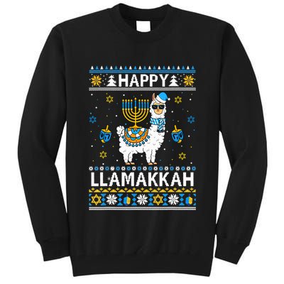 Happy Llamakkah Llama Alpaca Hanukkah Ugly Sweater Chanukah  Tall Sweatshirt