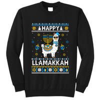 Happy Llamakkah Llama Alpaca Hanukkah Ugly Sweater Chanukah  Tall Sweatshirt