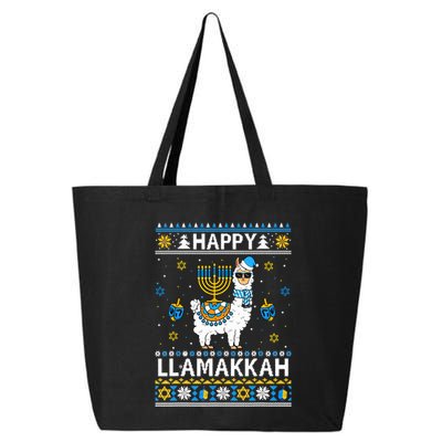 Happy Llamakkah Llama Alpaca Hanukkah Ugly Sweater Chanukah  25L Jumbo Tote