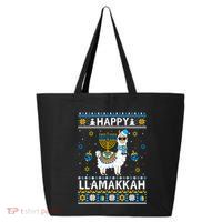 Happy Llamakkah Llama Alpaca Hanukkah Ugly Sweater Chanukah  25L Jumbo Tote